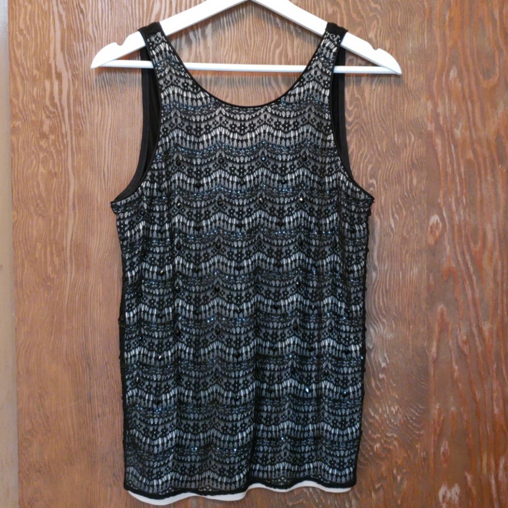 Ann Taylor black embellished tank shell
